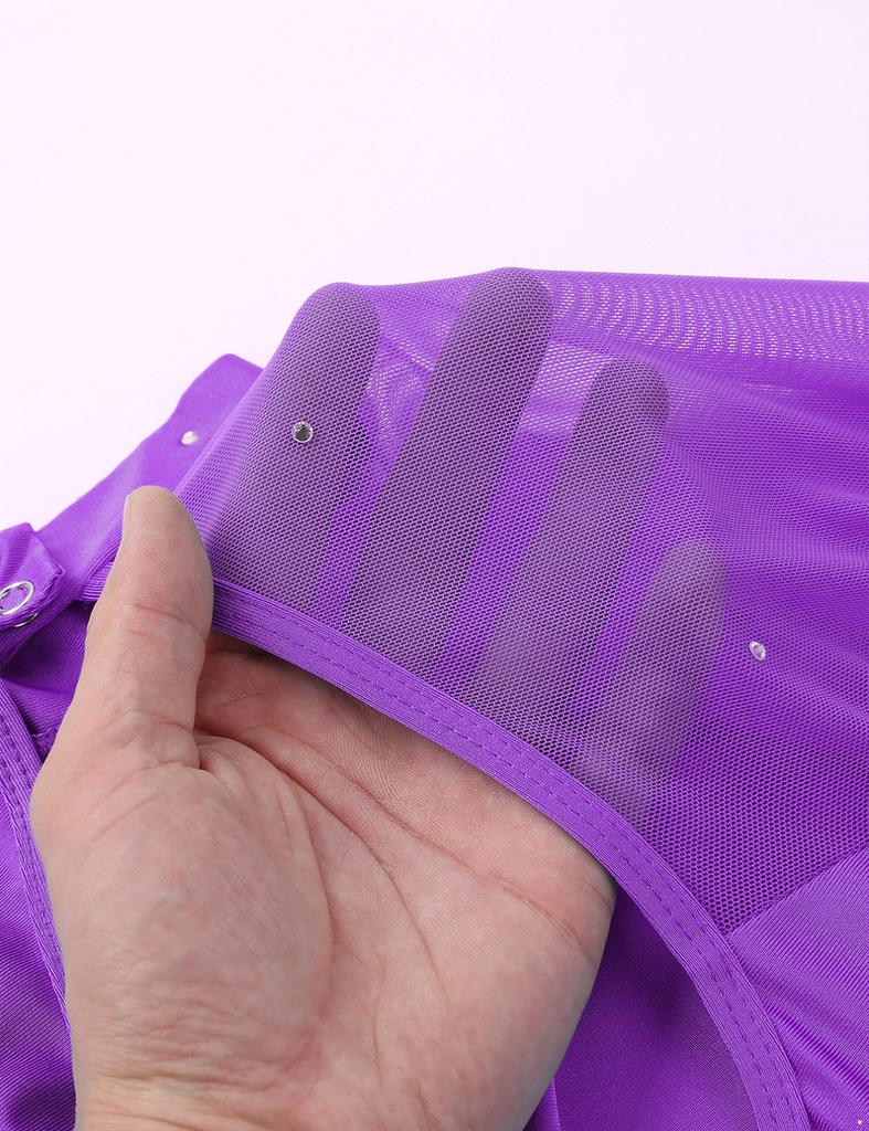 Children Figure Skating Dress Long Sleeves Mock Neck Ice Skating Gymnastics Competition Costume