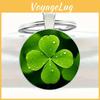 Lucky Four Leaf Clover Pendant Keychain With Zinc Alloy Silver Finish For Gift Giving And Celebration