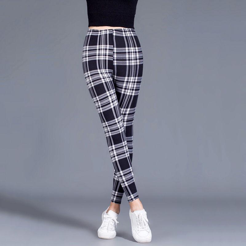 Women Stripes Pencil Pants Slim Ankle Leggings One Size