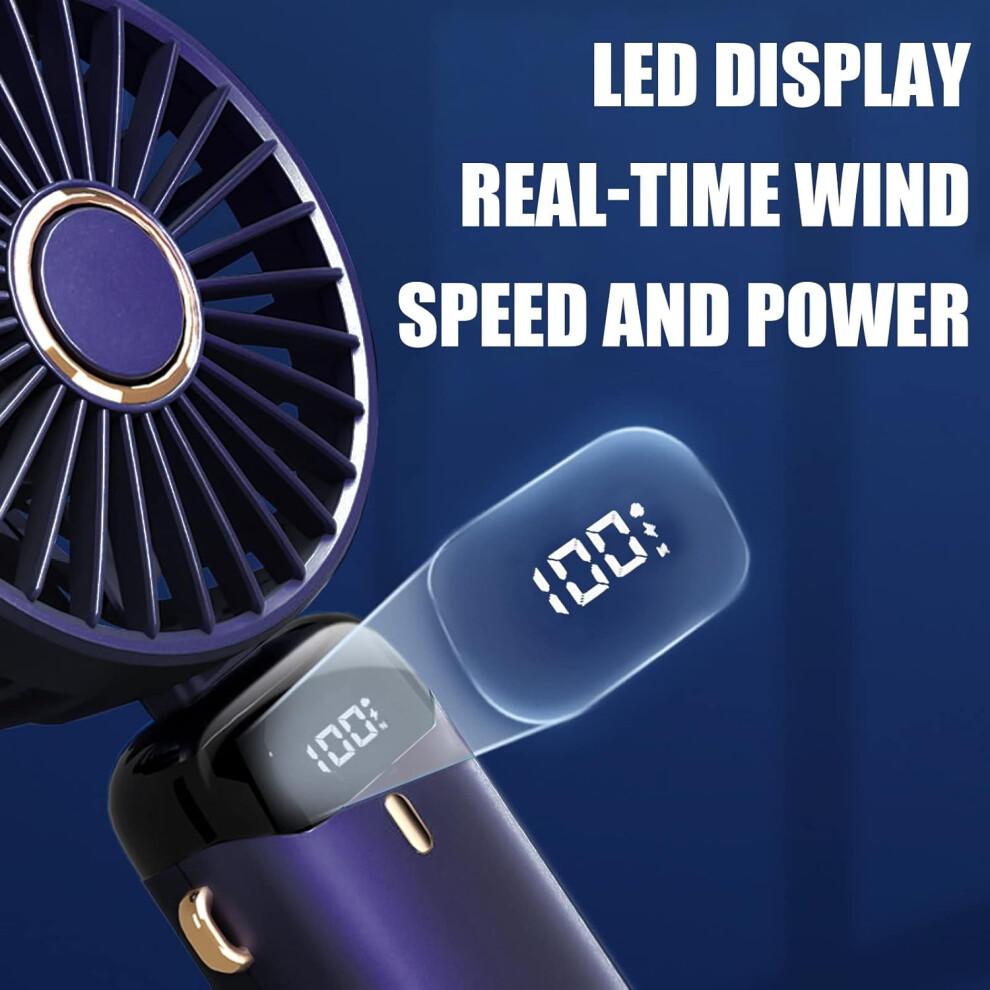Portable USB Rechargeable Handheld Fan with LED Display