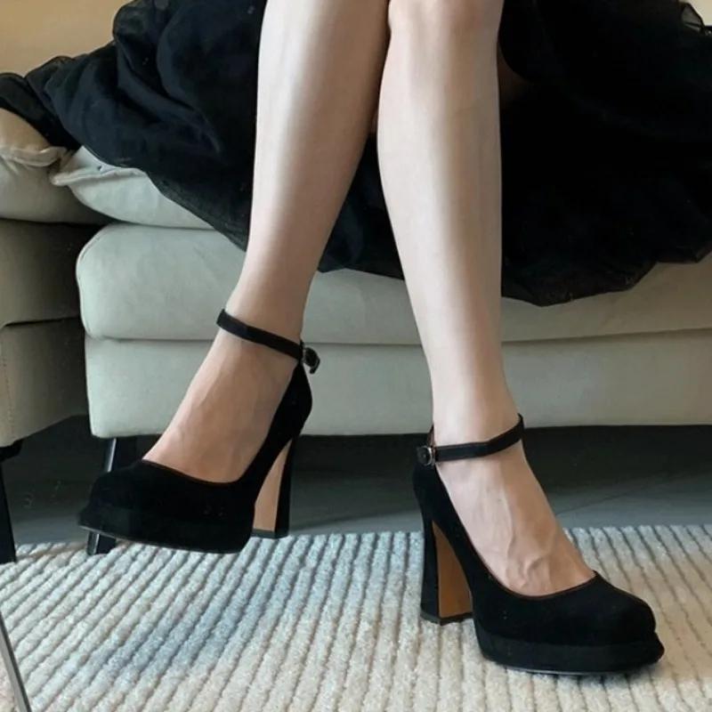 Модные горячие продажи женские туфли на высоком каблуке с пряжкой и ремешком, новые туфли-лодочки с круглым носком для вечеринок, женские бестселлеры, супер высокие туфли для женщин