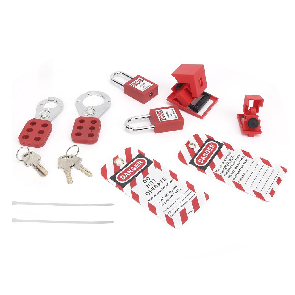 Lockout Tagout Kit Multifunctional with Hasp Warning Tag Safety Red Padlock Portable