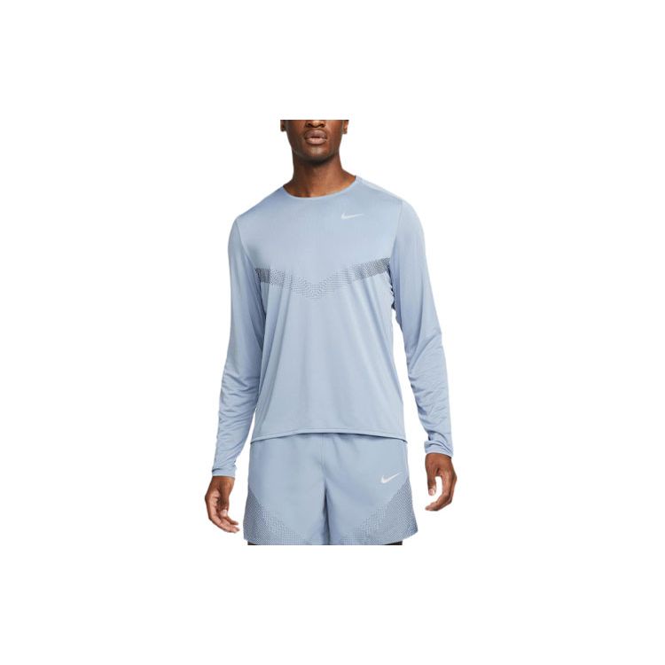 Nike Long Sleeve Running Fitness T-Shirt Men Tops Blue DD6022-493