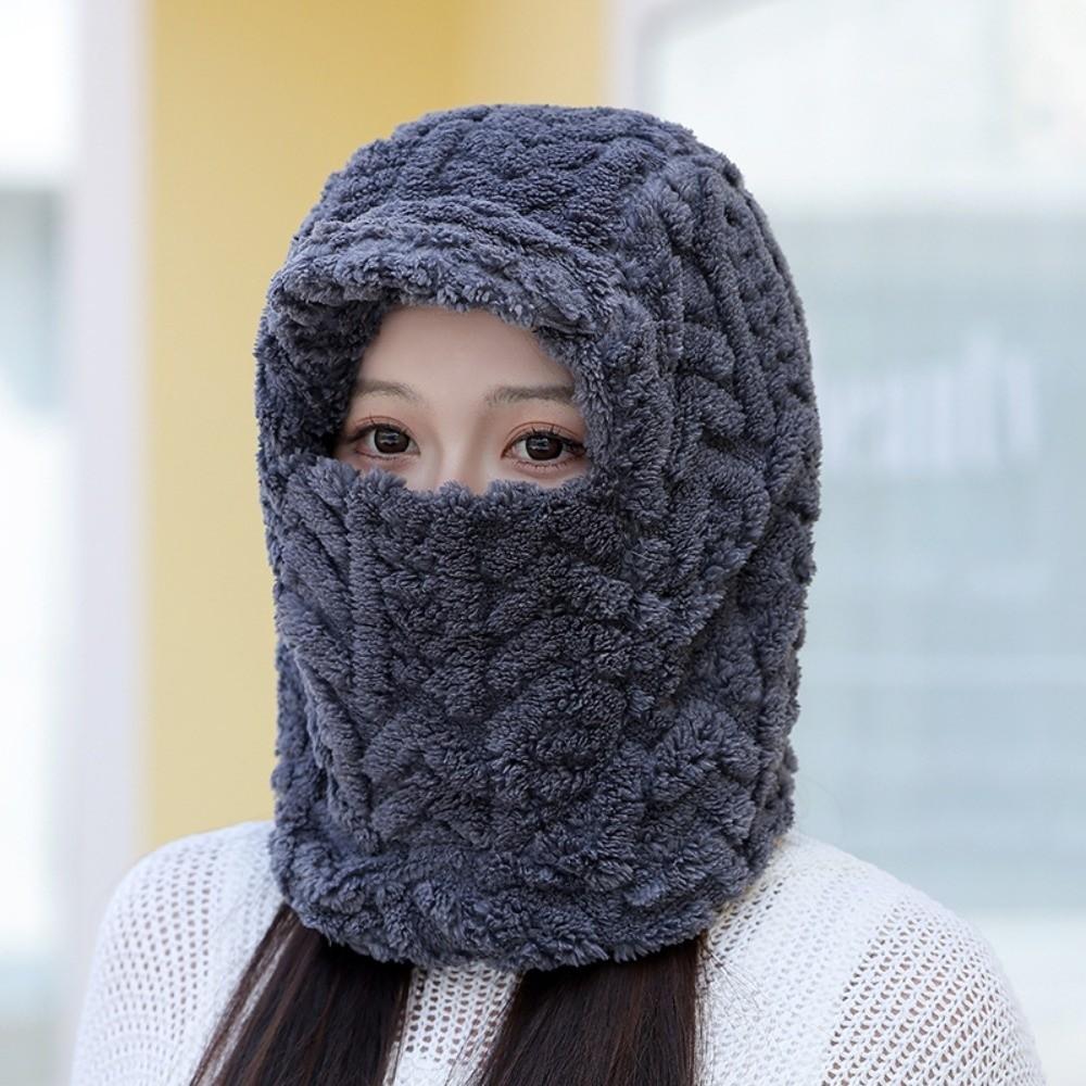 Polyester Warm Wrap Head Hat Solid Color Compact Cap Scarf Ski Windproof Cap  Women