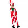 Candy Cane Christmas Costume for Adults Kids Red White Striped Top Pants Hat 3 Piece Set Christmas Cosplay Outfit for Men And Women