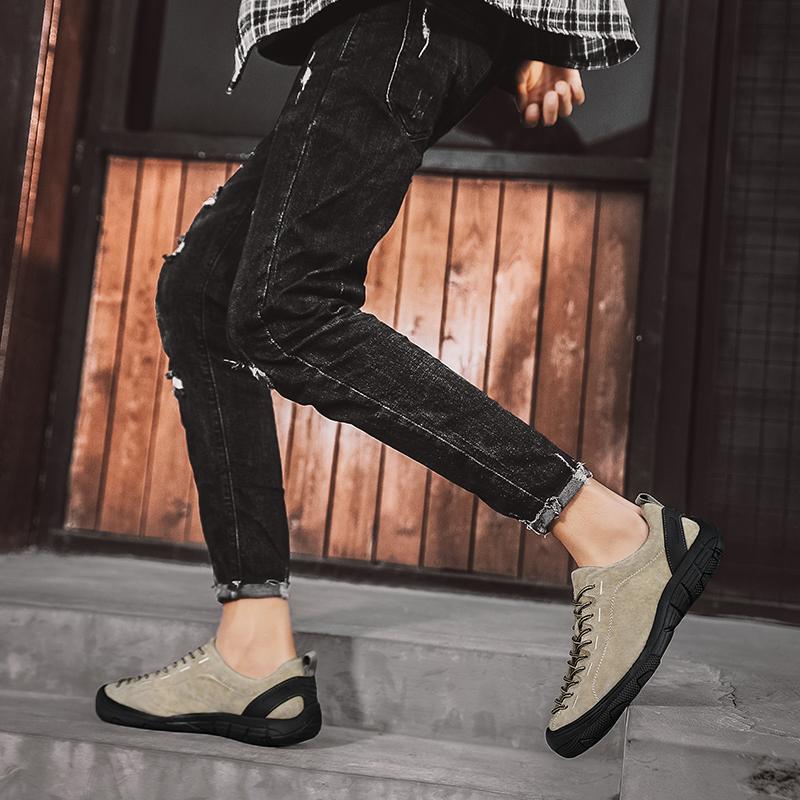 Men's Genuine Leather Shoes Outdoor Non-slip Sneakers Breathable Large Size Casual Shoes Fashion Flats Boat Shoes Men Loafers