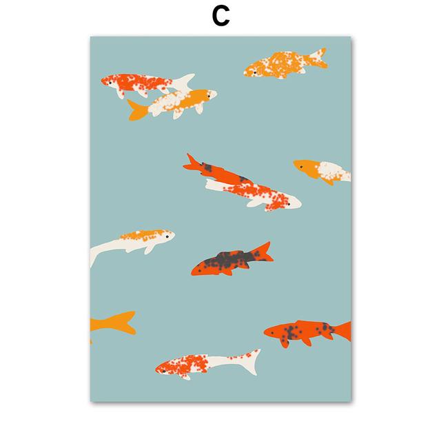 Красочная иллюстрация, тюлень для девочек, Золотая рыбка, чайка, настенные художественные постеры, принты, скандинавская картина на холсте, мультяшные фотографии, декор для детской комнаты