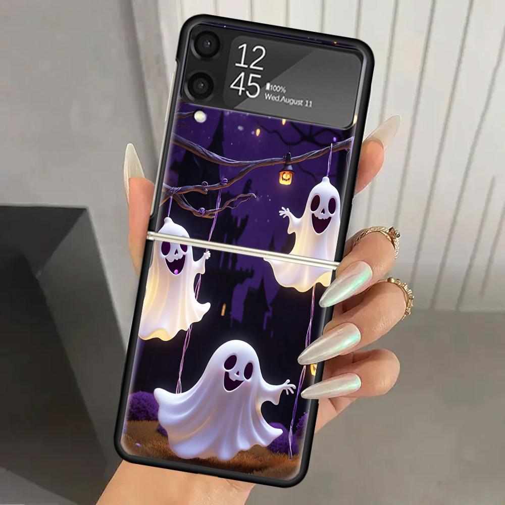 Милый привидение на Хэллоуин Жесткий ПК Задняя крышка Чехол для телефона для Samsung Galaxy ZFlip 7 6 5 Z Flip 4 ZFlip6 Z Flip7 5G ZFlip4 Flip3 Zflip5 Чехол