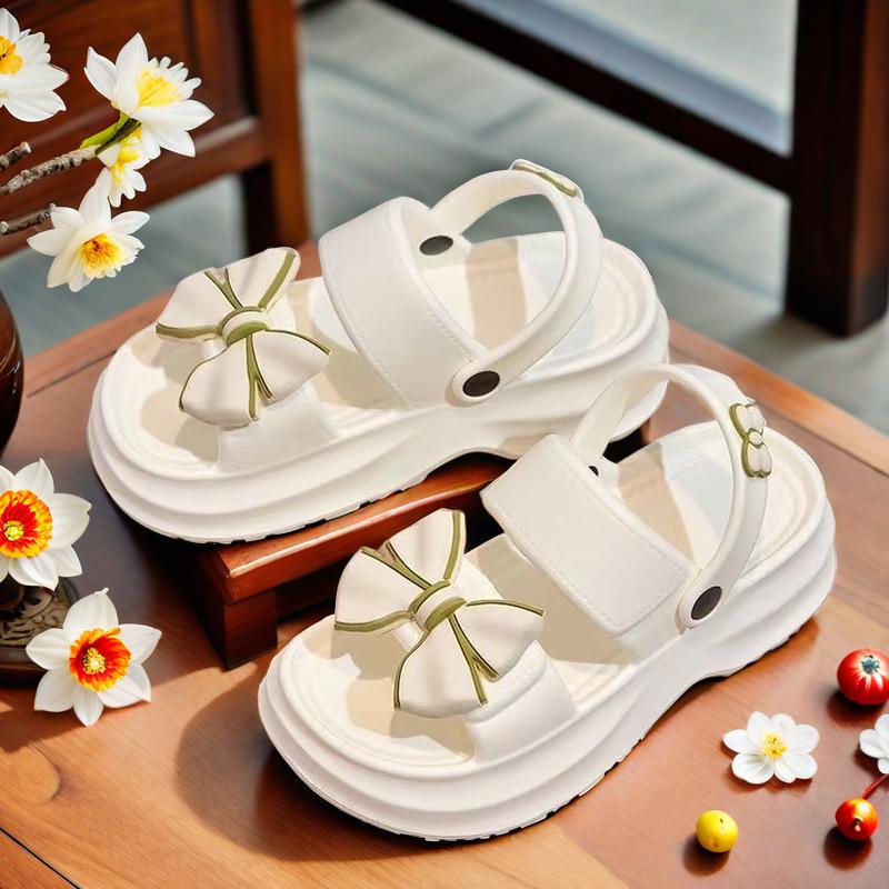 Super Light, Thick-Soled Bow Sandals – Fashionable, Wear-Resistant, Two-Way Beach Sandals & Slippers.
