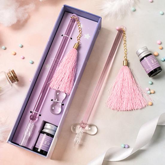 1 комплект перьевых ручек, прозрачная, экономящая чернила, легко очищаемая, художественная кристальная ручка для подписи, для рисования