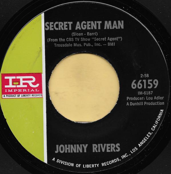 7-дюймовая пластинка JOHNNY RIVERS - Secret Agent Man 66159 Imperial 1966 США Рок Б/У