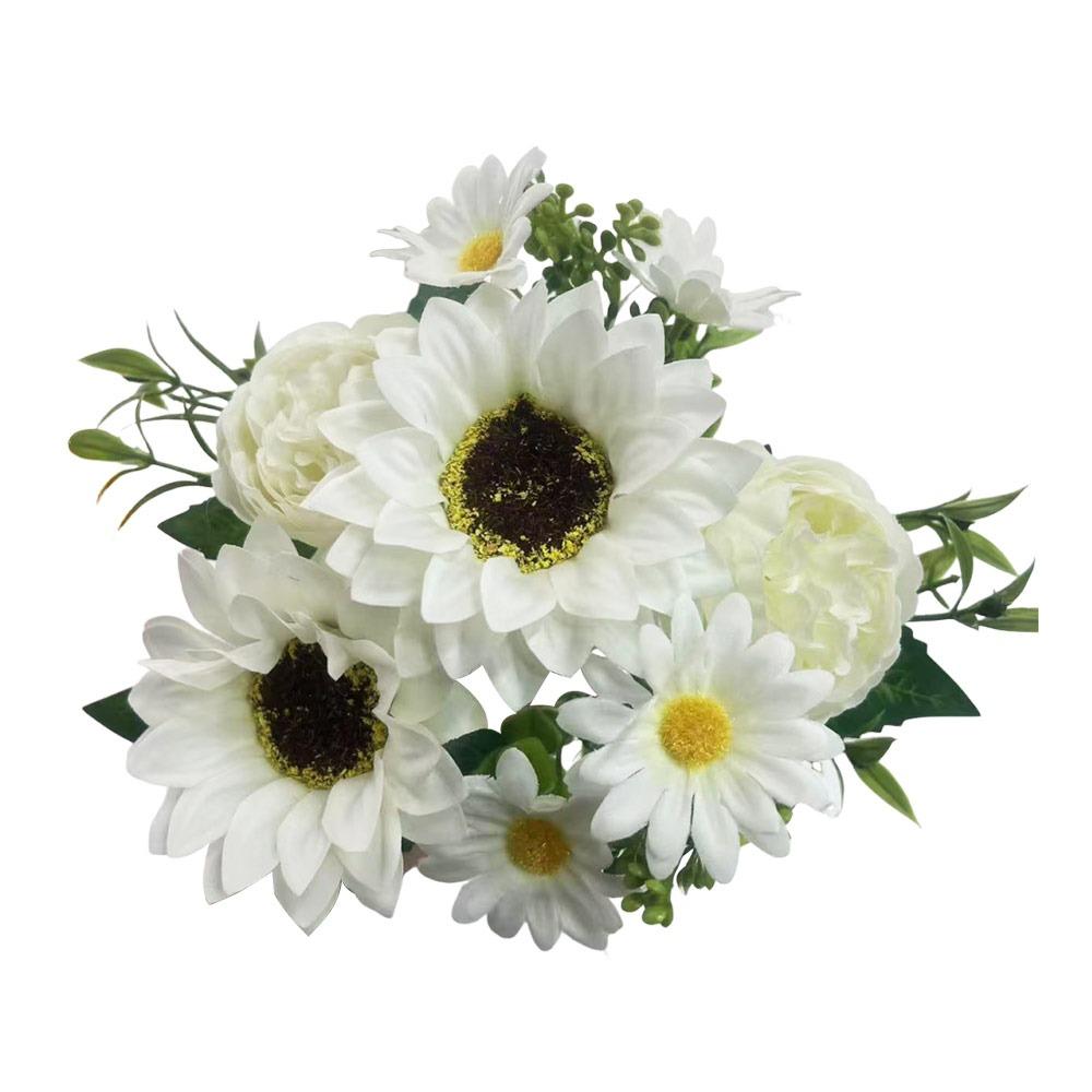 Multicolor Sunflower Artificial Flower Green Leaves DIY Faux Daisy Peony Flower Photo Props Accessories Simulation Sunflower