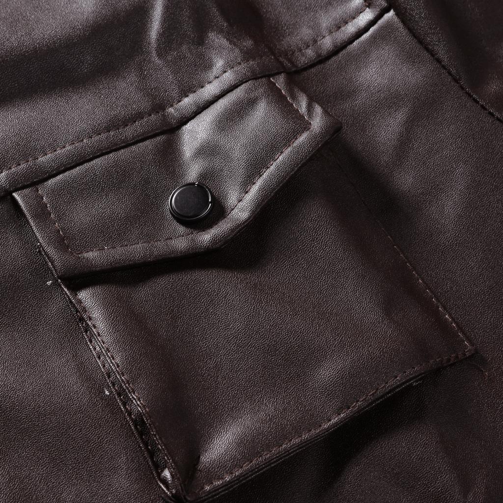 Men's Leather Autumn New Stand Collar Motorcycle Leather Jacket Men's Trend Sports  Men's Leather Jacket