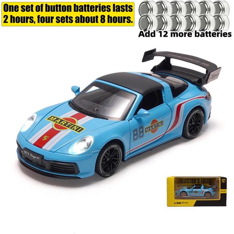 1/32 Porsche 911 Targa 4S Martini Racing Edition Спортивный автомобиль Сплав Литой Модель автомобиля Высокая симуляция Украшения Орнамент Подарок