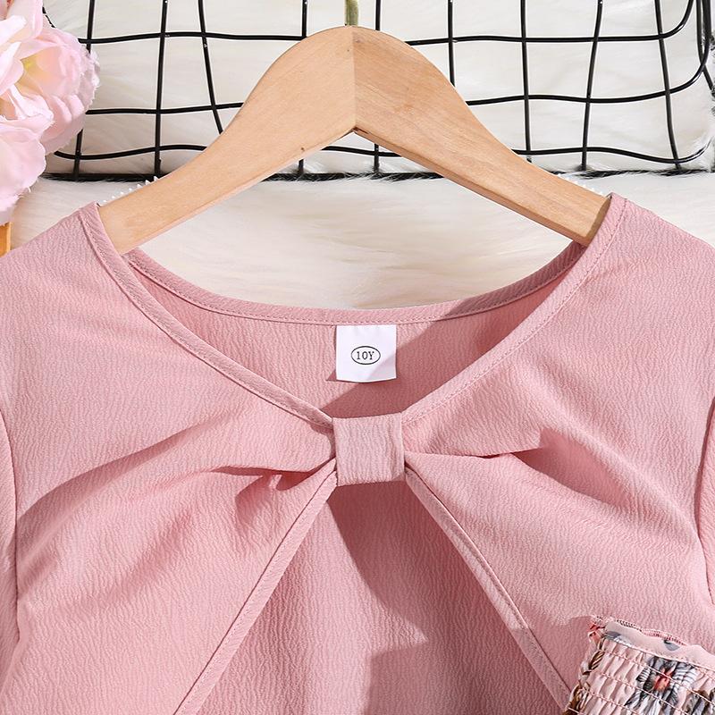 Костюм для девочек 8-12 лет Весна Осень и Зима Кардиган с длинным рукавом Куртка + Милое цветочное платье-халтер Комплект из двух предметов