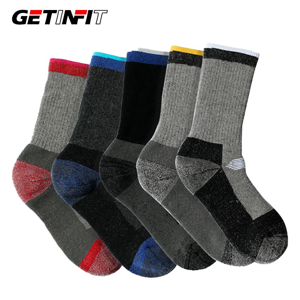 Getinfit 1Pair Merino Wool Sport Socks Warm Fleece Breathable Shock-Absorb Mountain Climb Run Hike Ski Socks Anti-Wear Elasticit