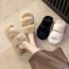 Thick Soled Flat Bottom Anti Slip Home Plush Slippers Autumn and Winter New Korean Version Warm Plush Slippers for Women