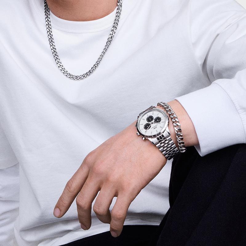 Daniel Wellington Watch Quartz Movement Stainless Steel Strap White Dial Men's Watch Men's Watch Glacier White Panda DW00100872