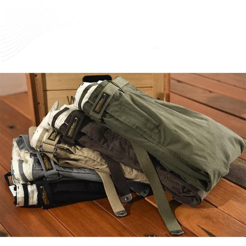 Spring and Autumn Men's Pants Japanese Style Cargo Pants Causal Cotton Soft and Comfortable Baggy Khaki Pant with Belt