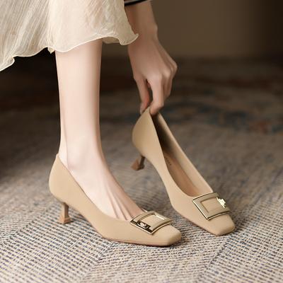 Туфли-лодочки на шпильке с квадратным носком, женская обувь на высоком каблуке с квадратным носком, в сказочном стиле, на работе, на работе, с квадратной пряжкой