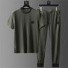 Summer Large Size Casual Stretchy Pleats Shirt and Trousers 2 Pcs Tracksuit