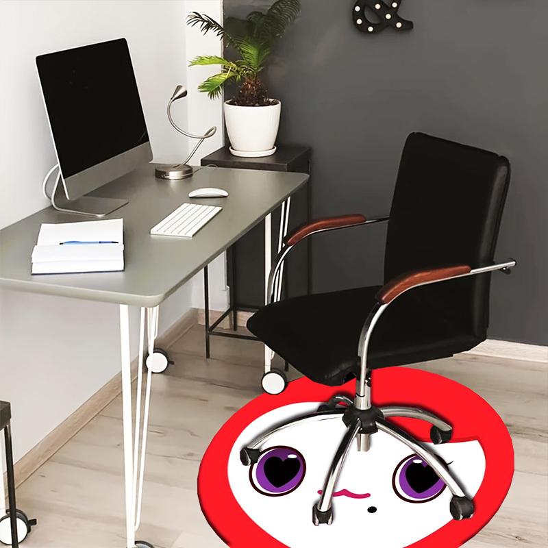 1pc Heart-shaped character with purple eyes and red hair. Round carpet, Made of Polyester,Perfect for Decorating Office Chairs, Living Rooms fplt022