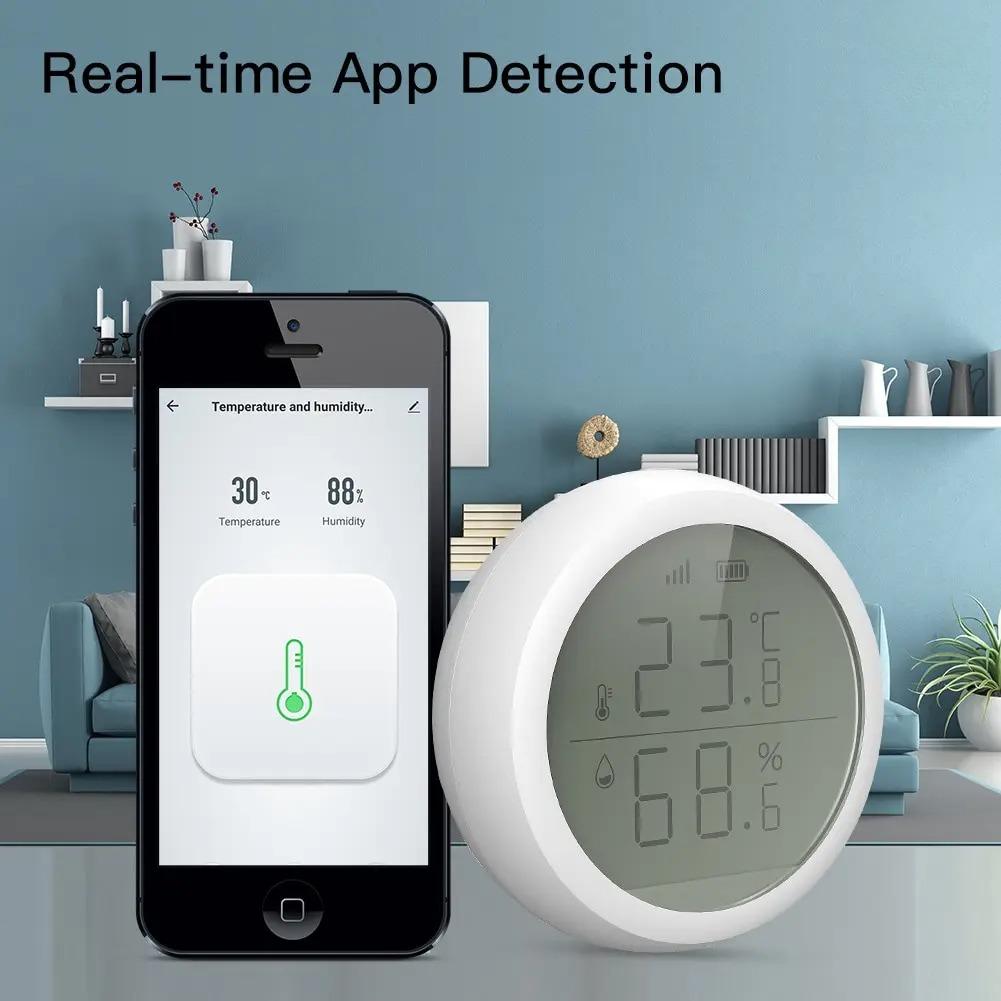 Умный термометр Tuya ZigBee - Датчик температуры и влажности в помещении с ЖК-дисплеем, совместимый с Alexa и Google Home