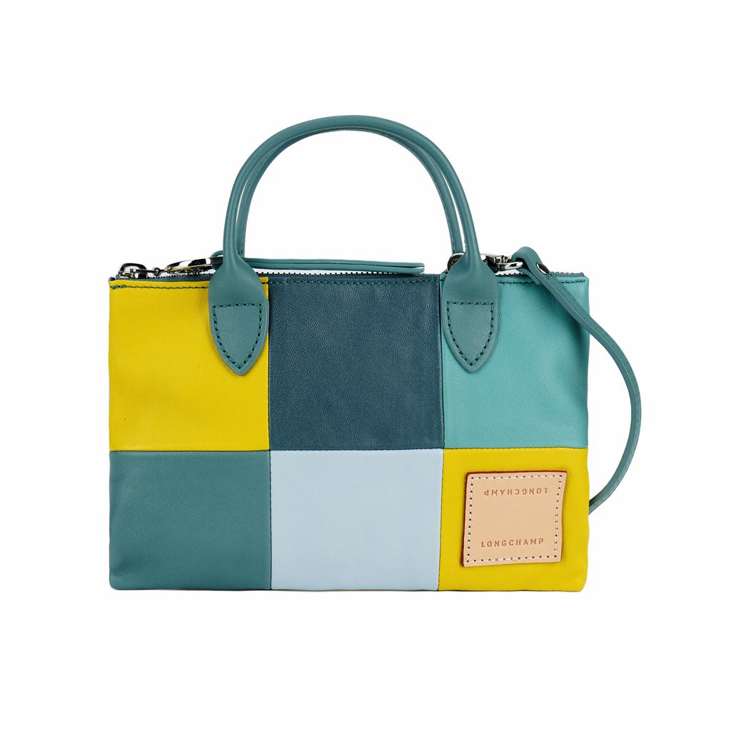 Longchamp Le Pliage Re-Play Brand Logo Zipper Closure Metis Lambskin Mini Shoulder Crossbody Handbag Women handbag Light-Green Gray 10294HGBP93