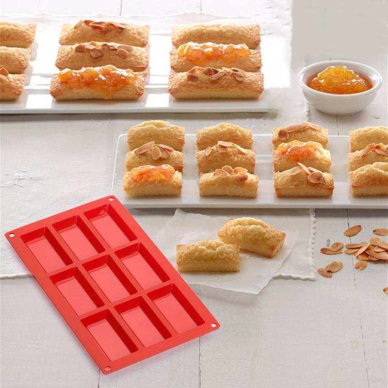 12 Cavity Mini Rectangle Shapes Silicone Cake Mold Fondant Chocolate Pudding Mould Biscuit Cookie Baking Pan