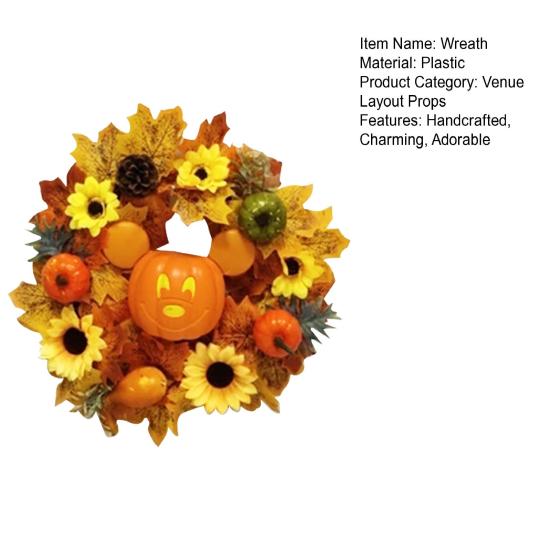 Осенний венок из тыквы, входная дверь, искусственный подсолнух, гирлянда из кленовых листьев, декор из тыквы и ротанга ручной работы для украшения осеннего урожая