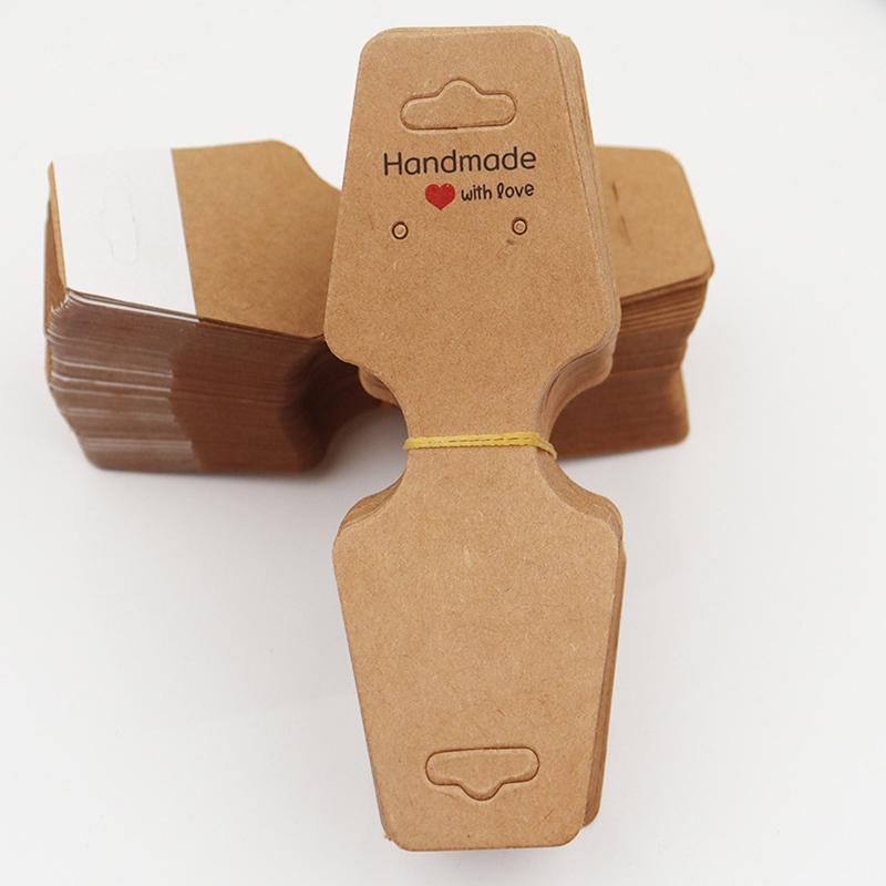 100Pcs/Pack Necklace Display Merchandise Price Blank Jewelry Card Rectangular Packaging Card DIY Paper Price Label Tags Earrings