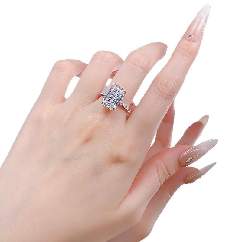 Simulation Emerald Cut 9 * 14Mm Rectangular Ring Ring