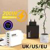 Сверхбыстрая зарядка 200 Вт 6-портовое USB-C зарядное устройство PD3.0 USB C Type C зарядное устройство для мобильного телефона для iPhone 16 Samsung ipad