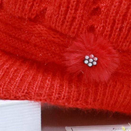 Женская вязаная шапка с удлиненным козырьком, утолщенная плюшевая зимняя шапка, однотонная, с цветочным декором, теплая шапка, модные аксессуары