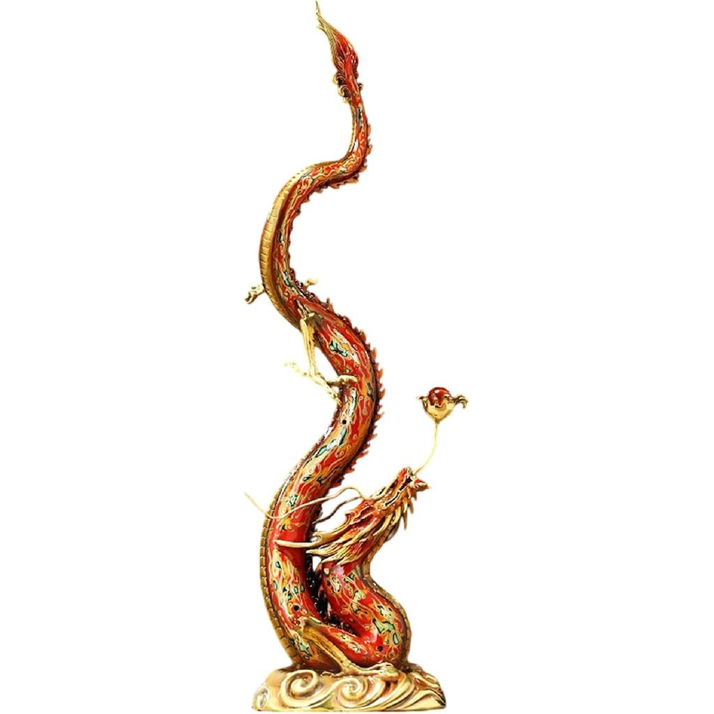 Exquisite Hand-Painted Copper "Dragon" Statue - New Chinese Style Feng Shui Decor for Power & Prosperity, Perfect Home or Office Ornament, Ideal Gift