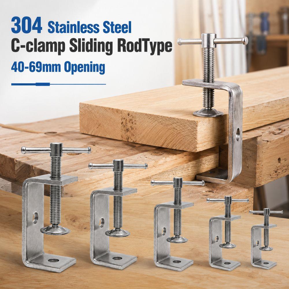 Sliding RodType Square Clamp 304 Stainless Steel Fixed Holder Clip C-clamp Hardware Fasteners