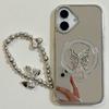 Чехол для iPhone 16 с блестками, бабочкой, подставкой, зеркальным дизайном, задняя крышка телефона со шнурком