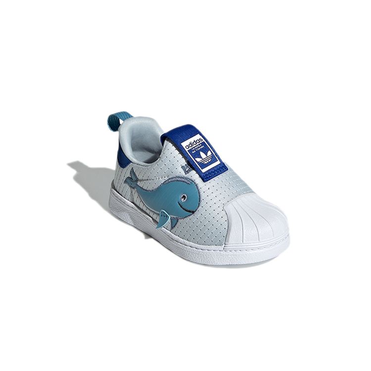 Adidas Originals Superstar 360 Mesh Comfortable Shell Toe Durable Low-Top Walking Shoes Baby Shoes White Blue FX4930