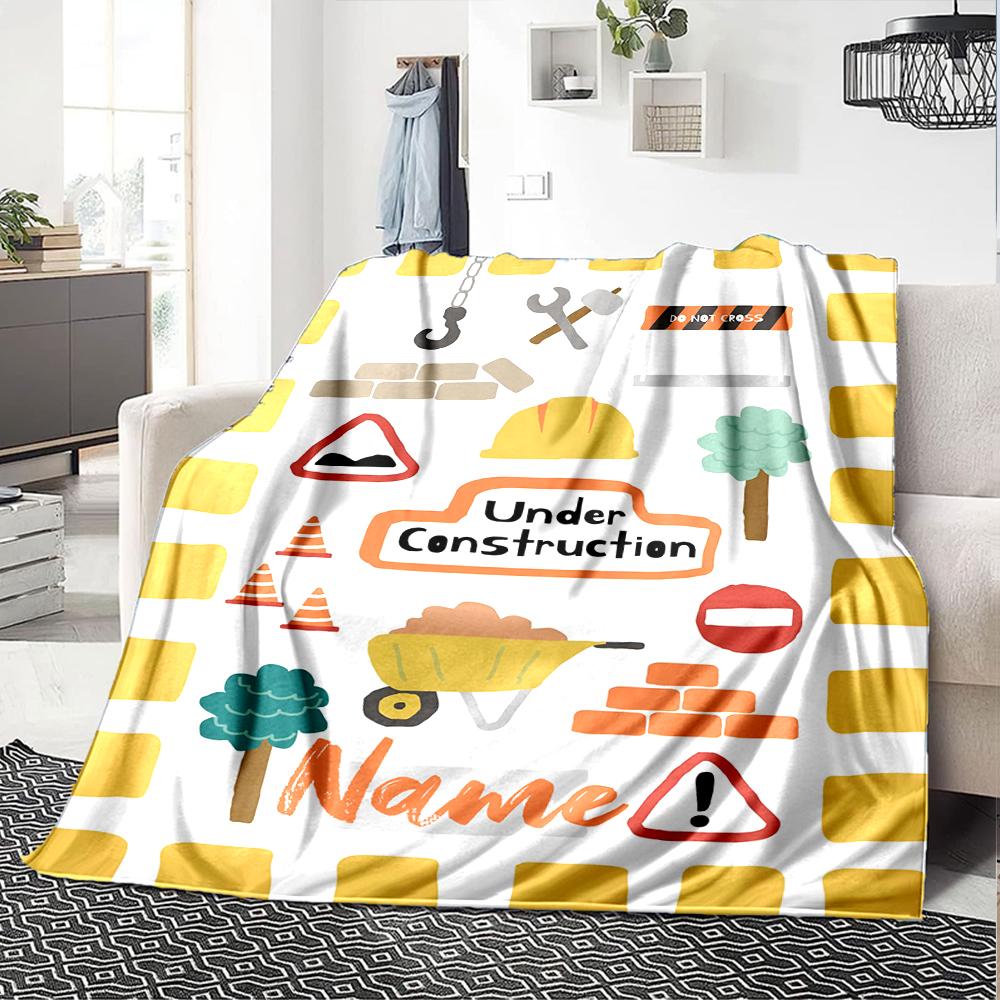 Custom Name excavator Theme Printed Blanket - Perfect for Couch, Bed, Travel & Outdoor Use | Machine Washable, Cozy & Durable.