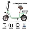 iScooter I12 Folding Electric Scooter 36V7.5Ah Battery, 500W Motor, Seat, Rear Basket, Disc Brakes, 12" Tires Green Foldable City Scooter