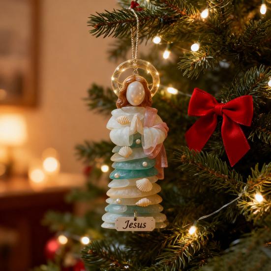 Юшэн Морское Стекло Иисус Рождественское Украшение Ручная Работа Иисус Подвесное Украшение Прибрежная Вертеп Рождественская Елка Украшение для Домашнего Декора