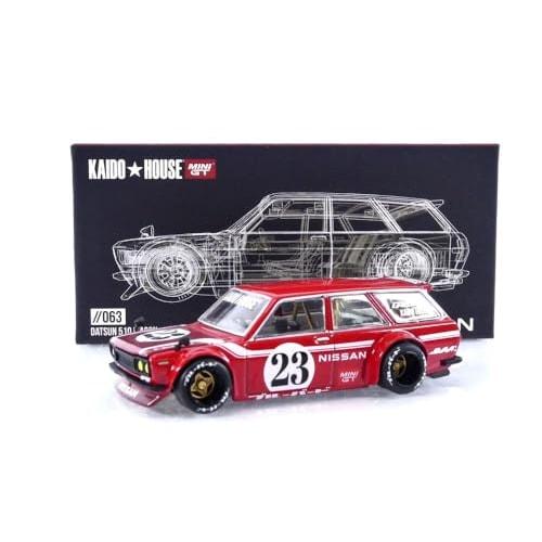 Datsun Kaido 510 Wagon Carbon Fiber V2 Red, Kaido House 1/64 Scale Diecast Model Car, True Scale Miniature, KHMG063