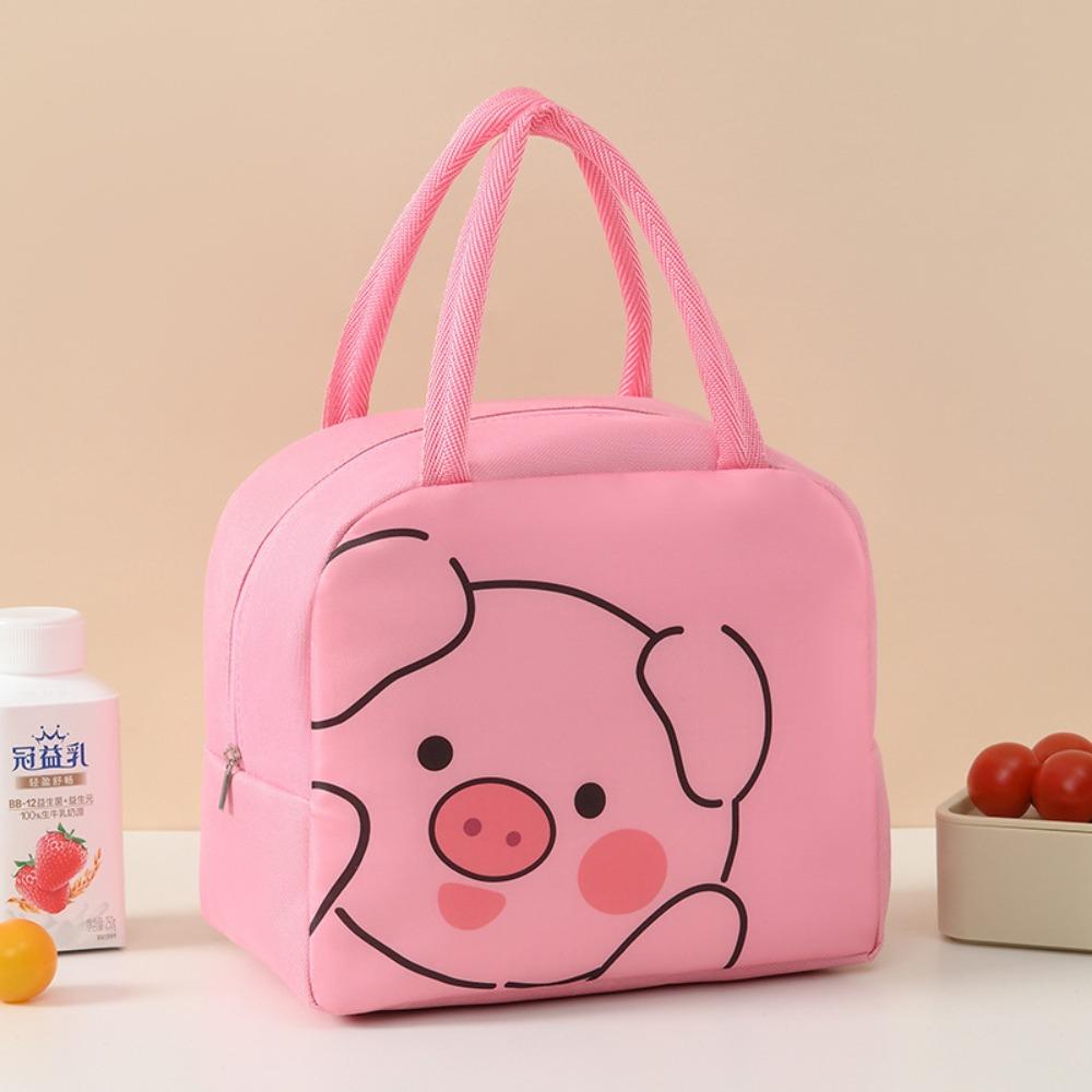Cartoon Animals Pattern Lunchbox Bag Aluminum Foil Lining Lunch Box Handbag School