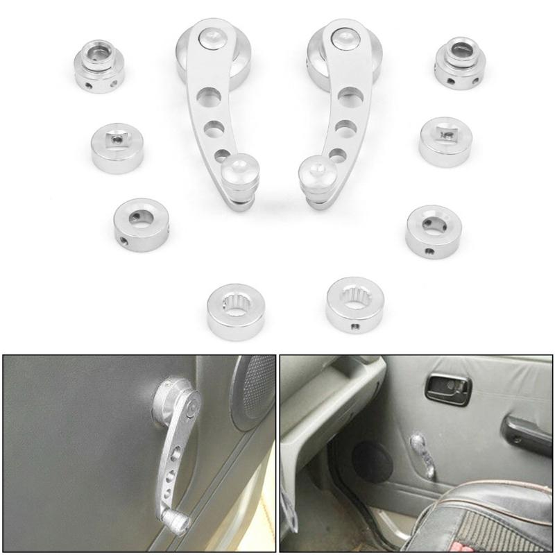 2pcs Window Crank Handle Winder Riser Billet CNC Aluminum Alloy Universal Auto Car Wagon Door Window Crank Handle Winder