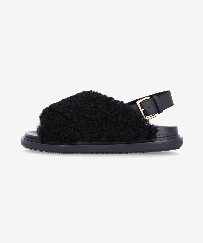 Marni Fur Furvet Leather Sandals - Black / Fbms005801P909300N99