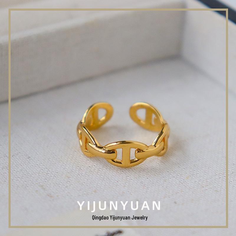 Европейский и американский минималистичный женский роскошный ретро-кольцо с открытым пальцем в виде свиного пятачка