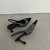 Baotou Sandals Women's Summer Skirt Small Fragrant Rear Strap Pointed Head Shallow Mouth Stiletto High Heels
