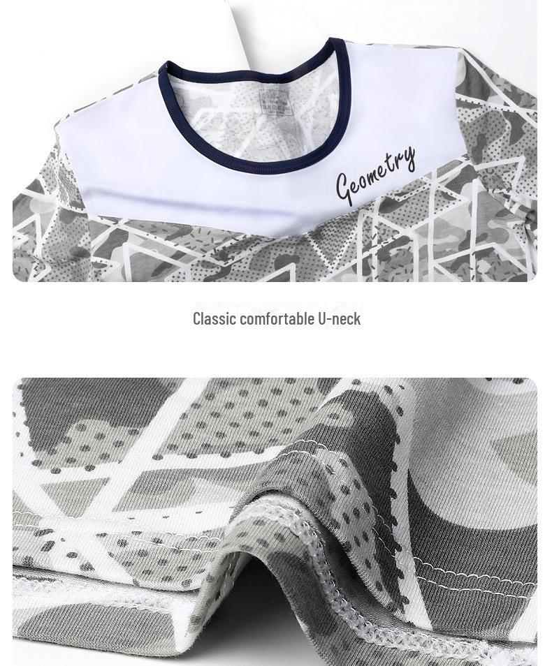 Мужской хлопковый осенний топ — дышащий, удобный, большой круглый вырез, облегающий, молодежный стиль.