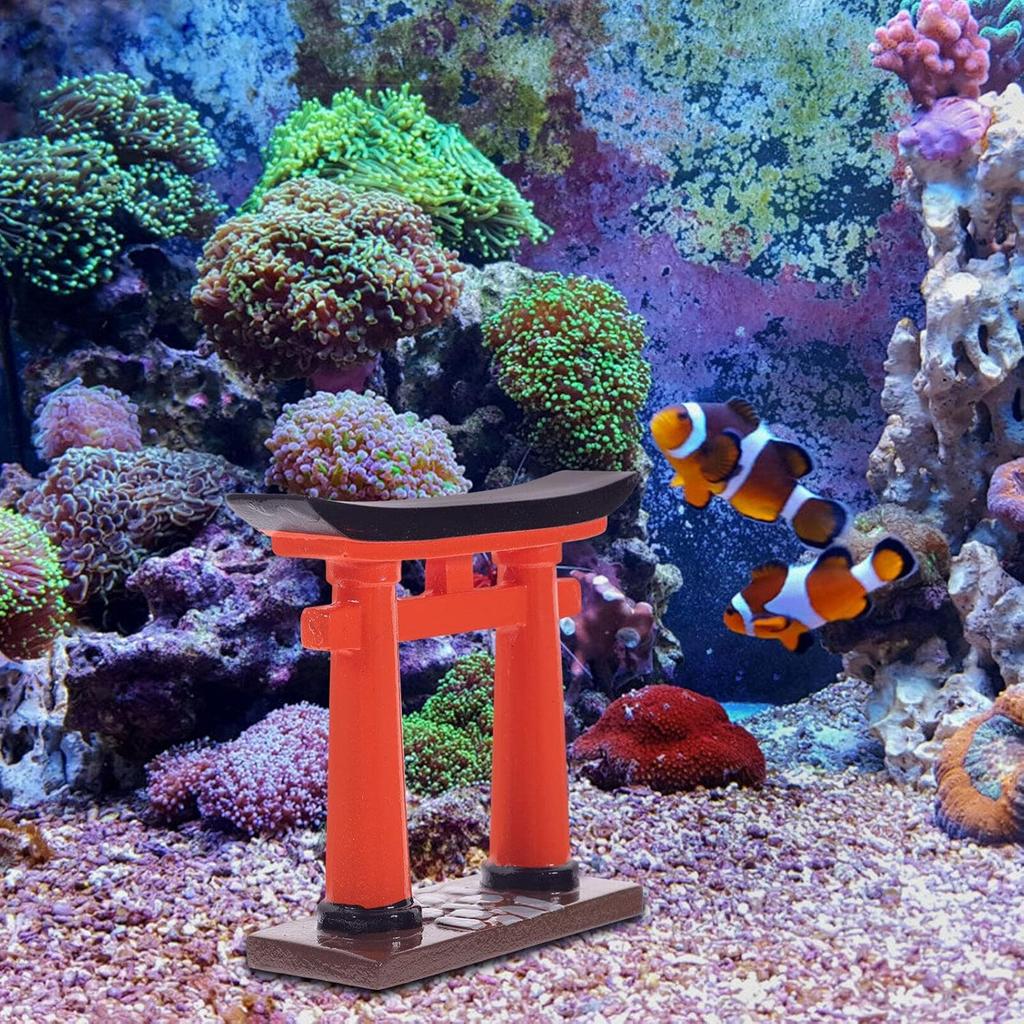 STOBOK Japanese Torii Gate Miniature Shrine Fairy Gardens Decor Zen Garden Japan Torii Gate Prop Altar Shelf Bridge Landscape Ornament for Aquarium