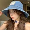 Big Brimmed Denim Bucket Hat Sunscreen Sunscreen Hat Fashion Jeans Fisherman Hat  Lady